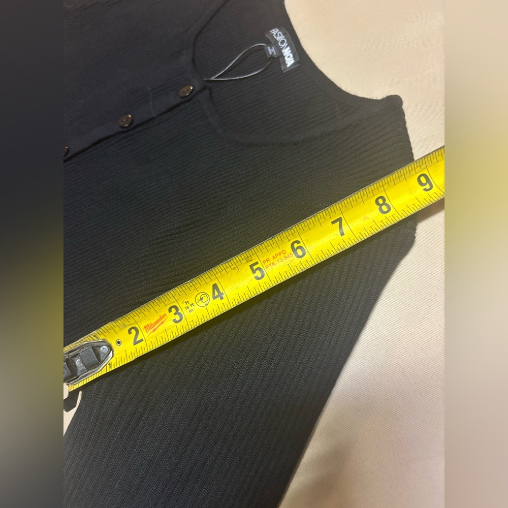 NEW Fashion Nova Women Small Ribbed Maxi Dress Long Sleeve Black Button Up Slit - Picture 11 of 13